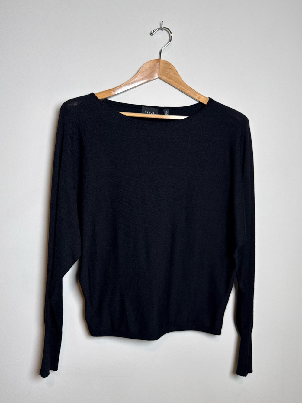 Cyrus | Dolman Sleeve Lightweight Knit Sweater | Black | Size Small - Picture 9 of 10
